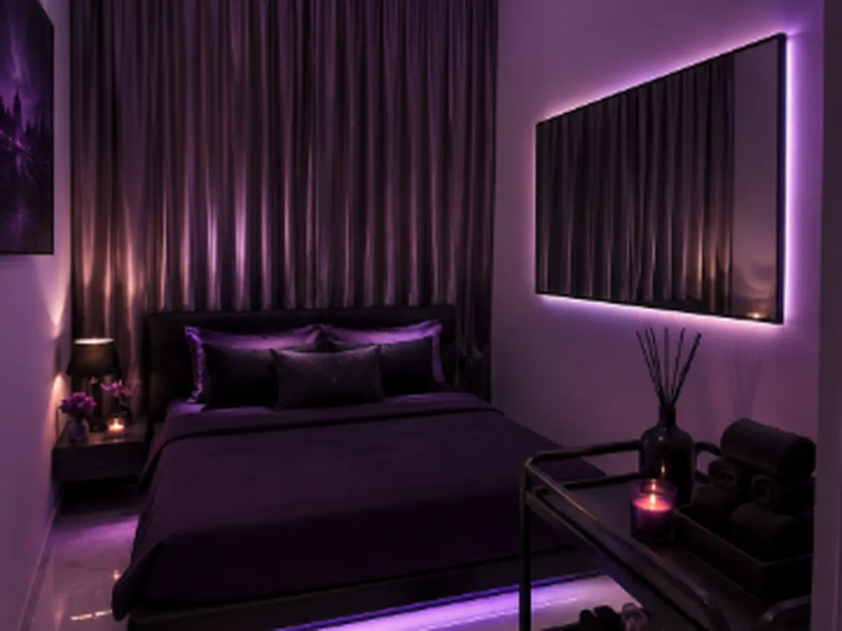 Premium Suite 4 at REGÊNT House with violet lighting